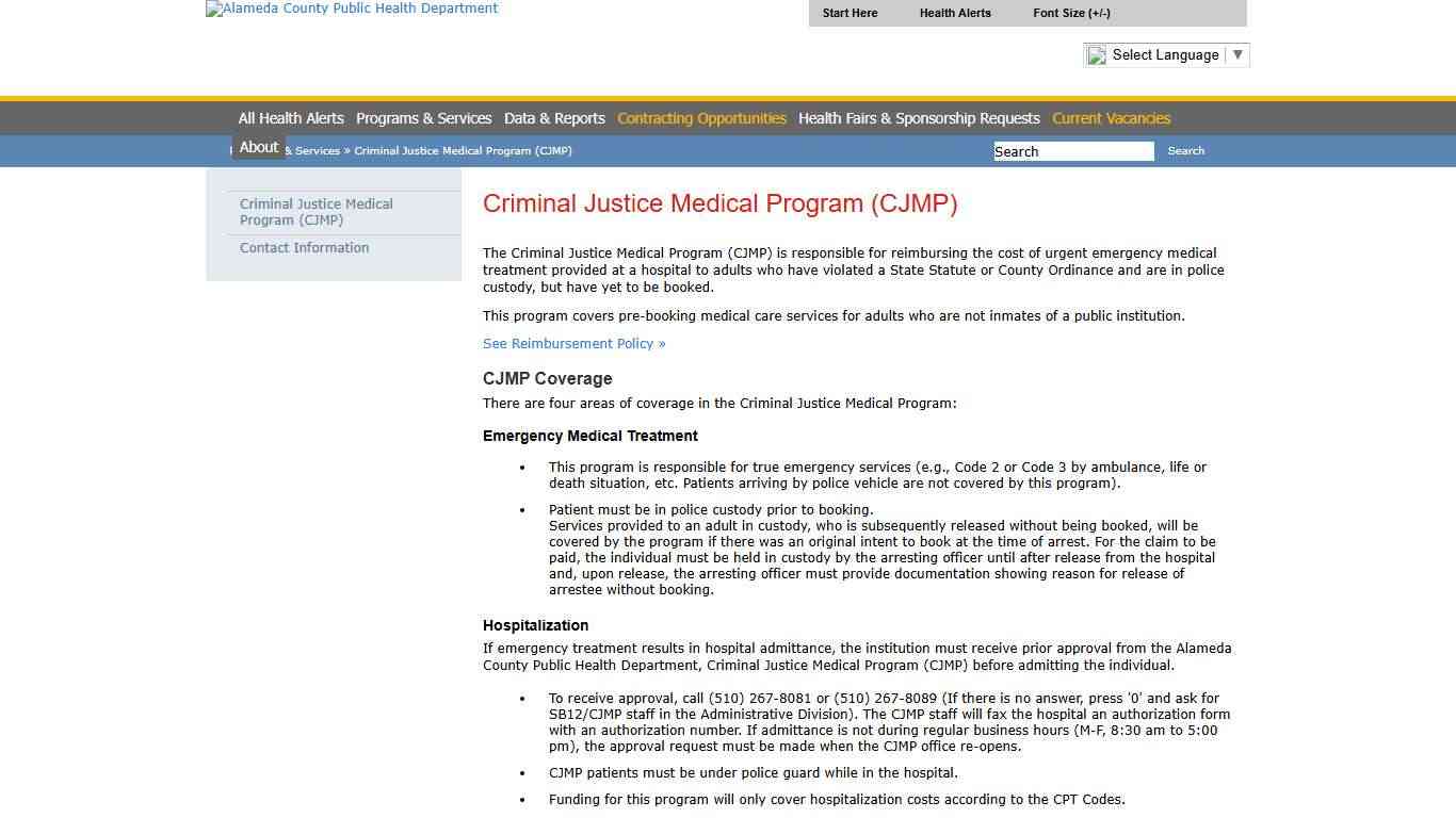 Criminal Justice Medical Program (CJMP)